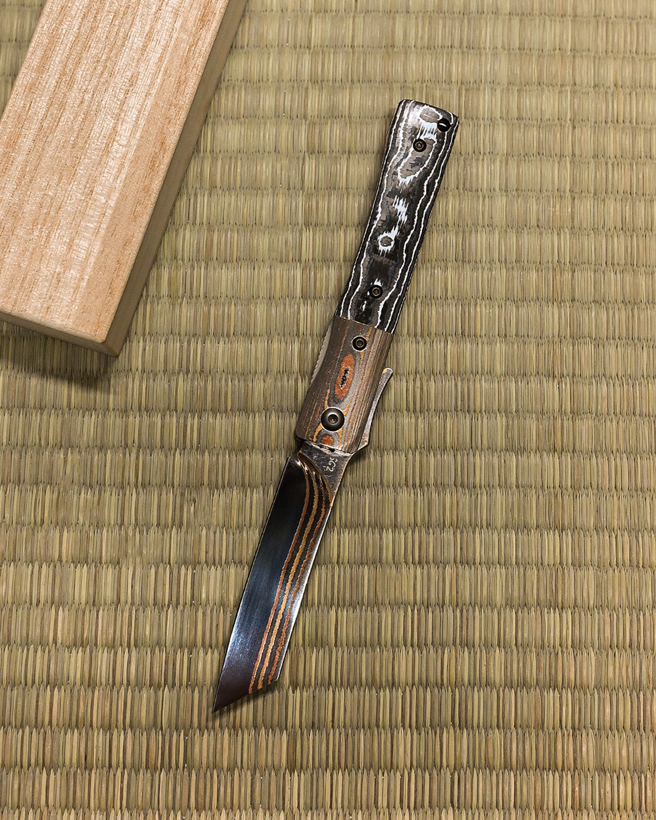 Eirou SG2 Mokume Damascus Obsidian Tempest